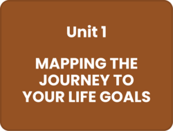 A rectangular porthole labelled "Unit 1 — Mapping the journey to your life goals"